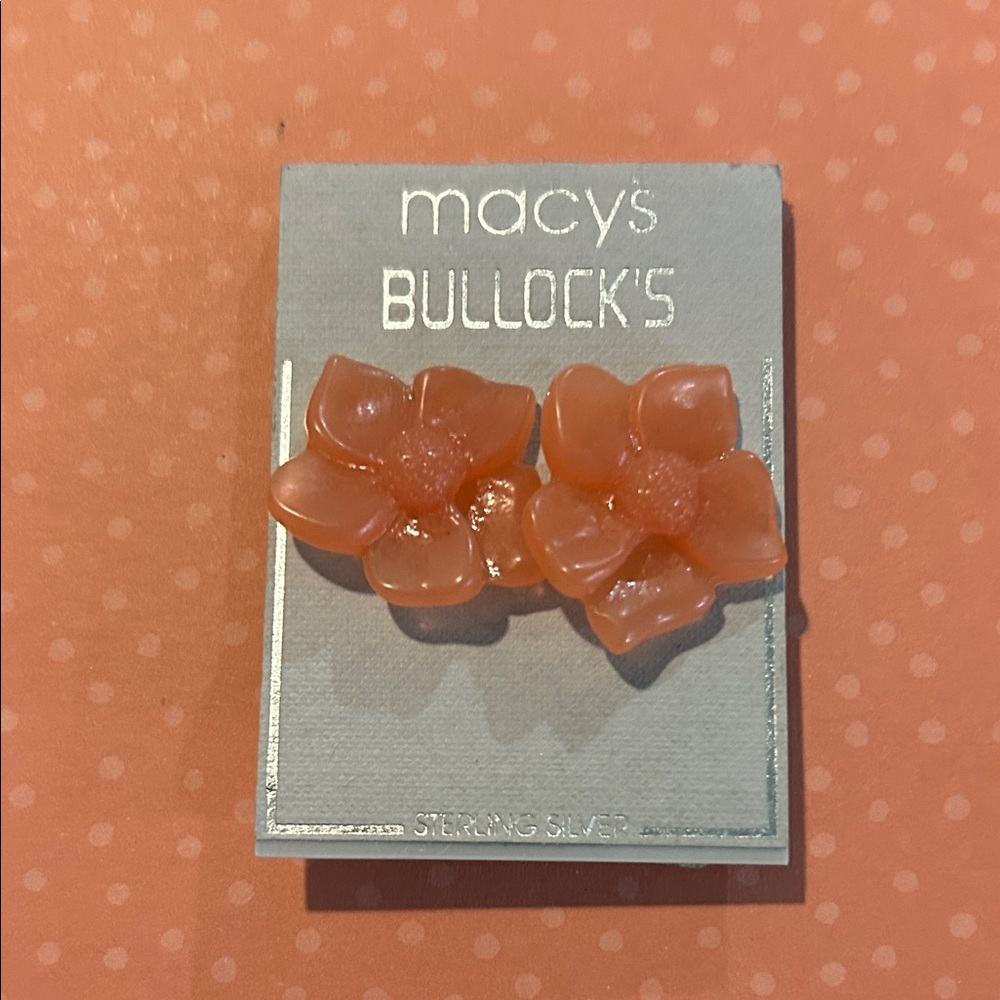Macy's Bullock's Vibrant Peach/Orange Floral Earrings